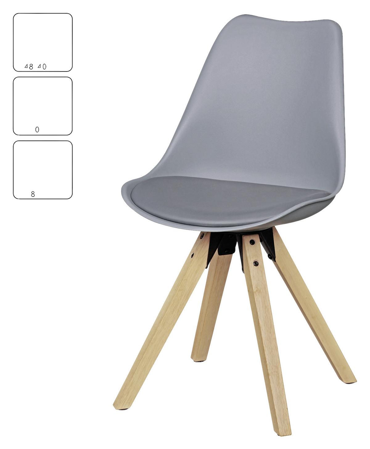 Schalenstuhl Lima Grau Beine Echtholz 2er-Set - Eichefarben/Grau, Design, Holz/Kunststoff (48/89/48cm) - MID.YOU