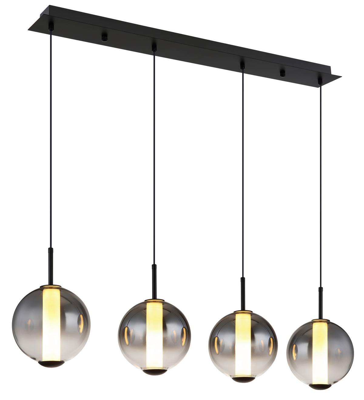 LED-Hängeleuchte Lacy Grau Schwarz Weiß L: 100 cm - Schwarz/Weiß, KONVENTIONELL, Glas/Kunststoff (100/18/120cm) - Globo