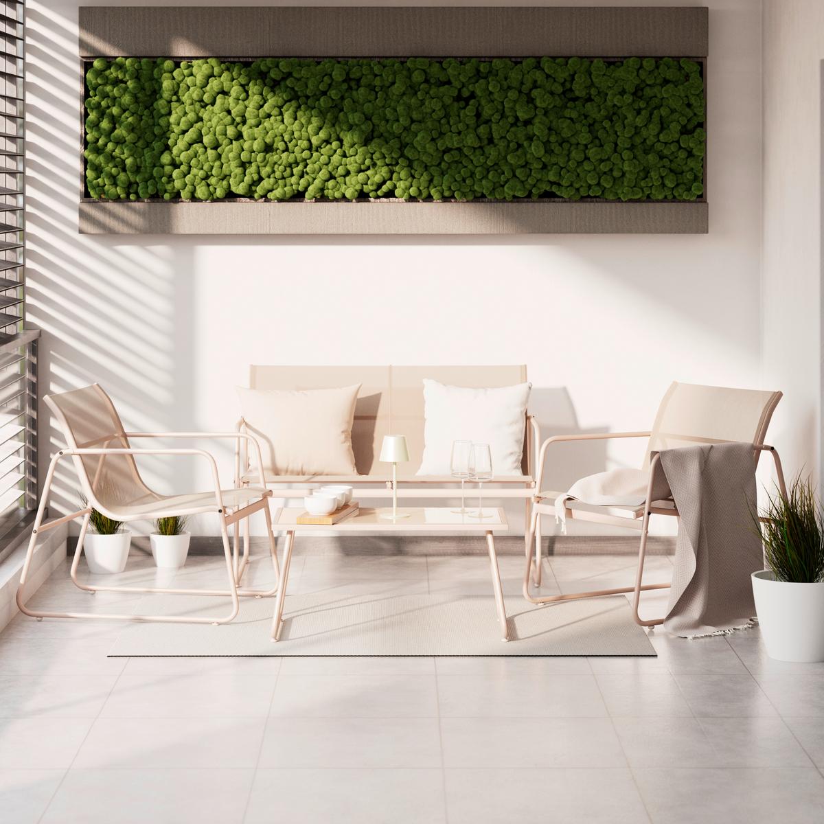 ZAHRADNÍ SADA ALIN - krémová, Moderní, kov/textil (113/73/74cm) - Mömax