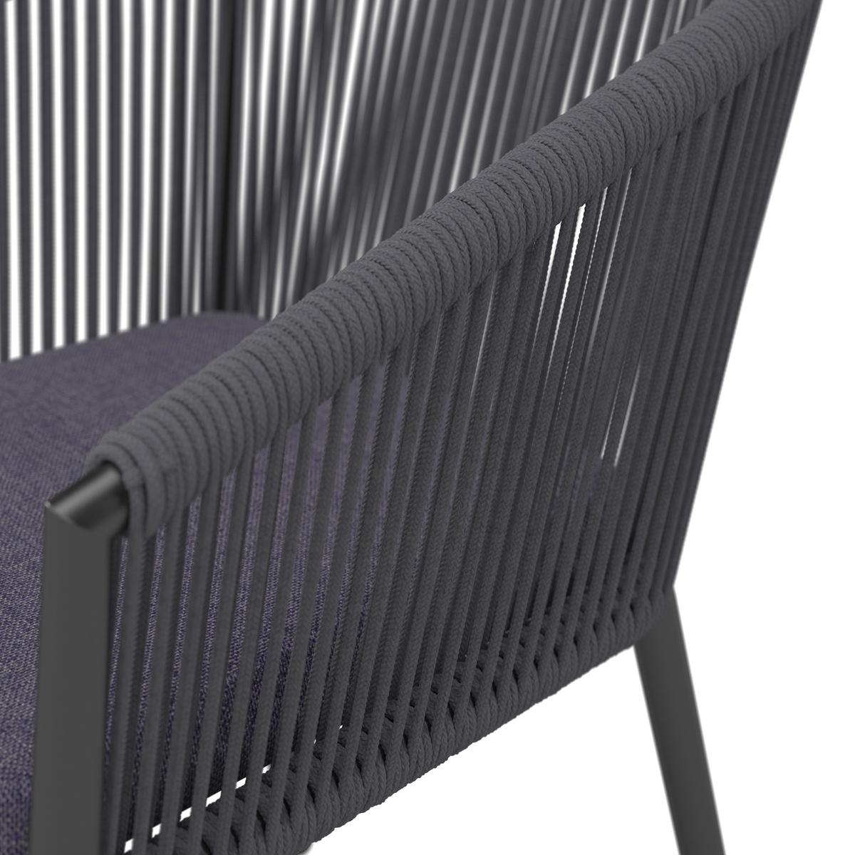 SADA ZAHRADNÍCH KŘESEL BENICIA - modrá/černá, Moderní, kov/textil (55/76/63cm) - Bessagi Garden