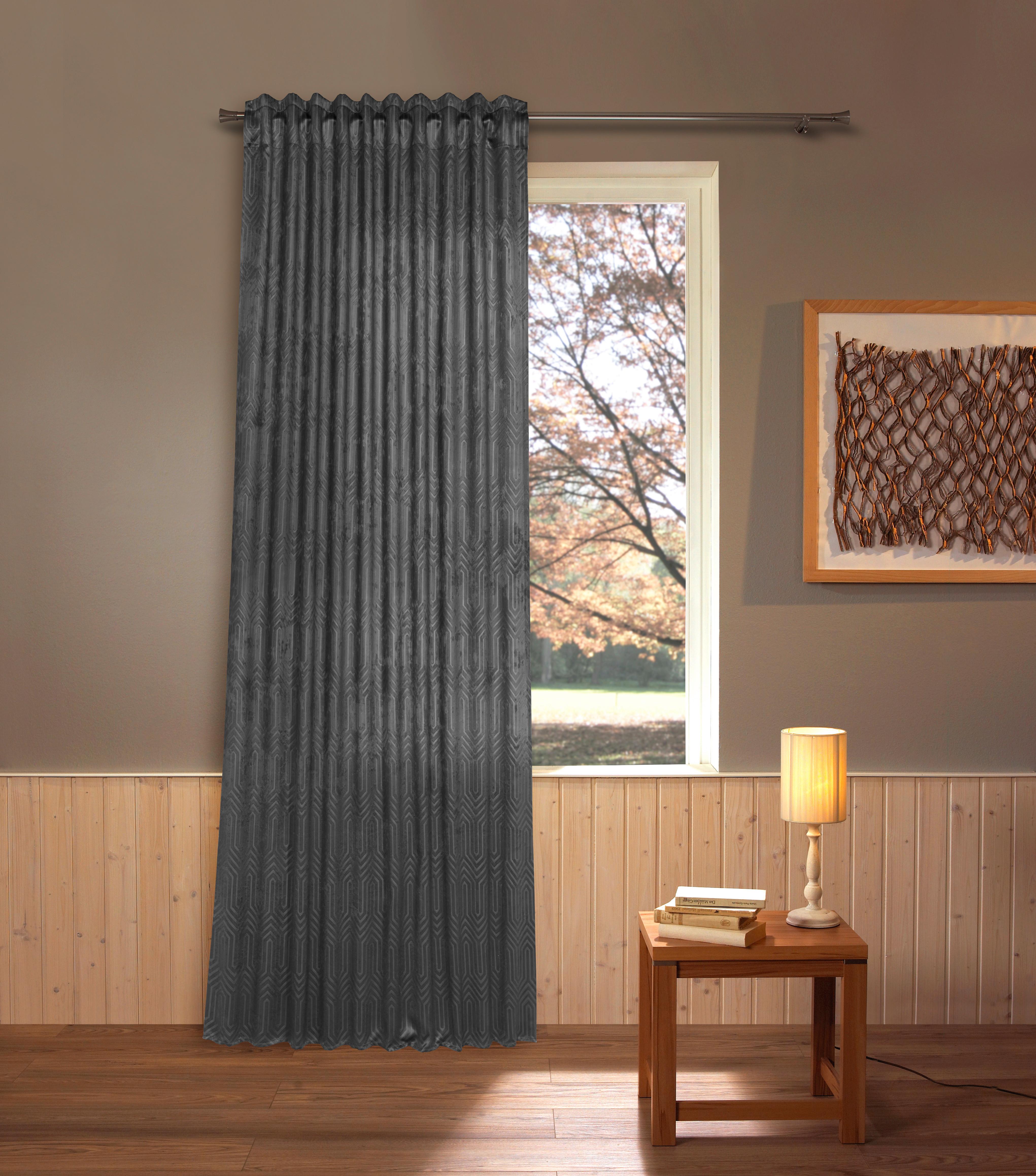 Vorhang Mit Schlaufen Und Band Bianca 140x245 Cm Anthrazit - Anthrazit, ROMANTIK / LANDHAUS, Textil (140/245cm) - James Wood