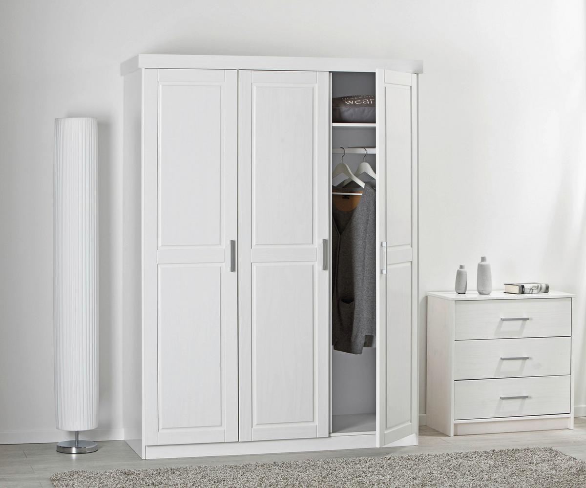 Weißer Kleiderschrank aus massivem Kiefernholz