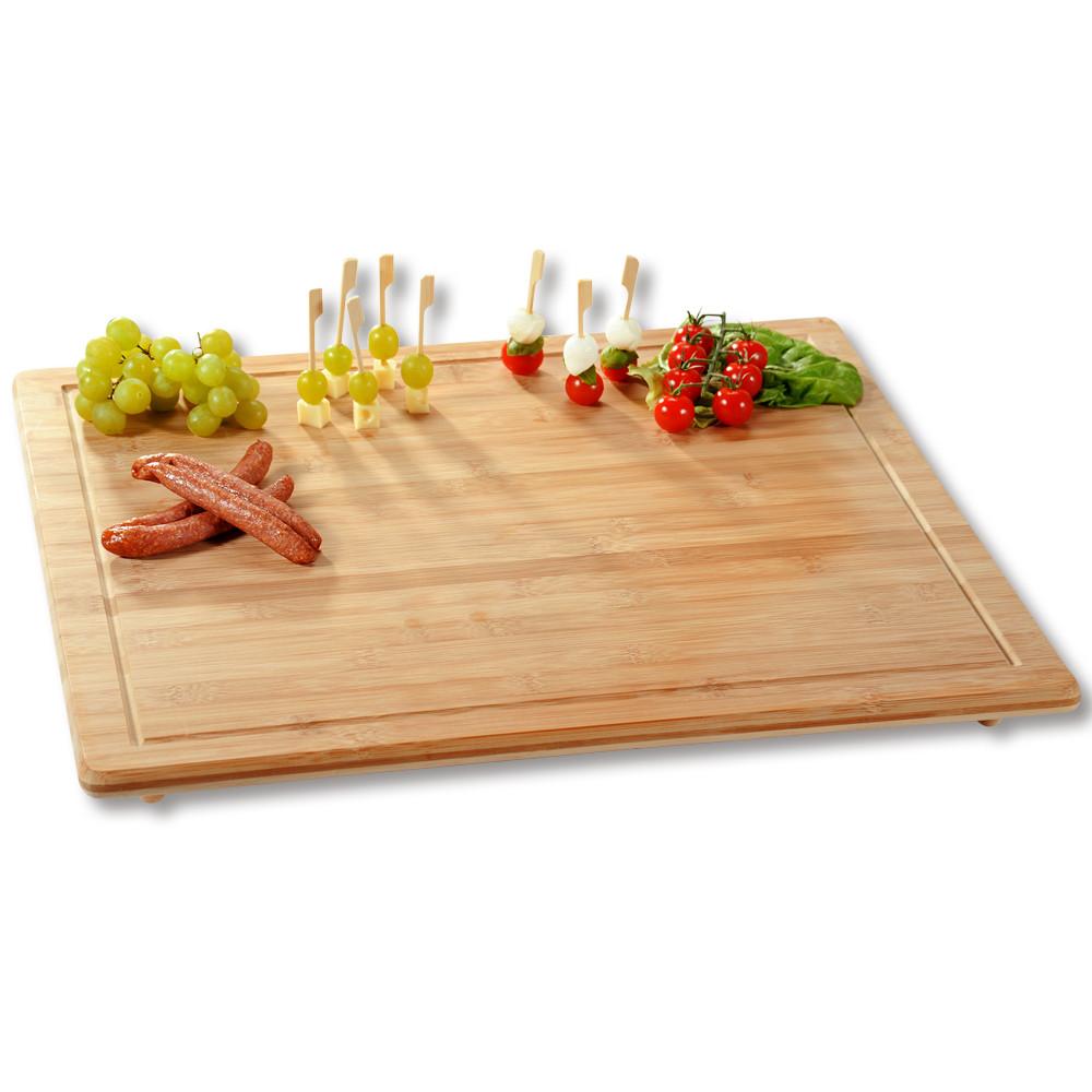 Schneidebrett aus Holz inkl. Saftrille LxBxH: 56x50x4 cm - Naturfarben, Basics, Holz (56/50/4cm) - Kesper