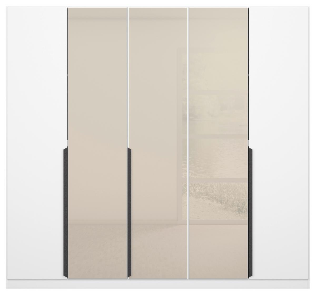 Drehtürenschrank Artemis 225 Cm Weiß/champagnerfarben - Champagner/Weiß, MODERN, Glas/Holzwerkstoff (225/210/54cm) - Rauch Möbel