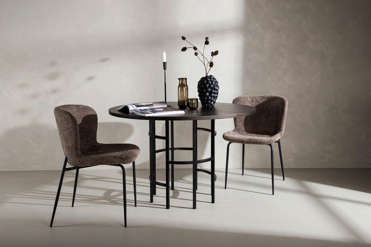 Esstisch Copenhagen - Schwarz/Braun, Design, Holz/Metall (115/115/74cm) - Livetastic