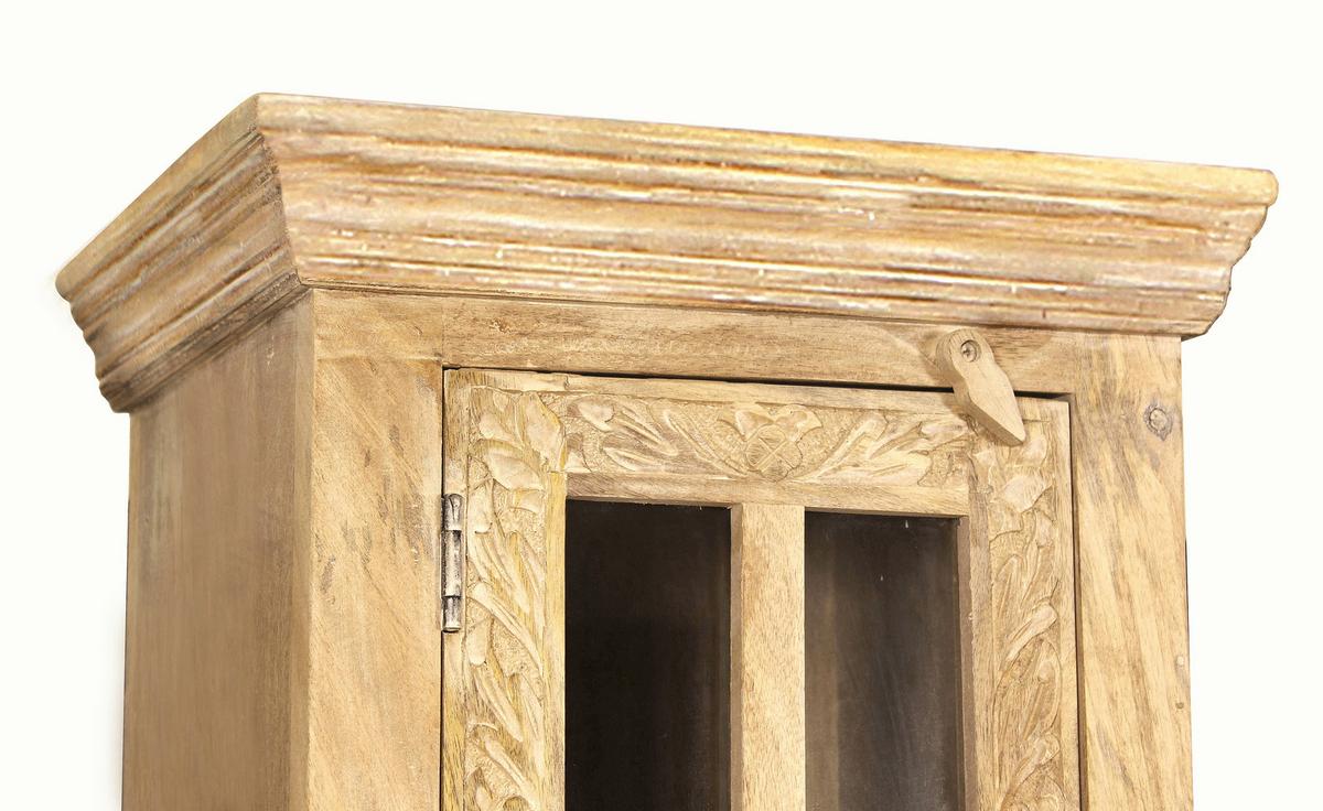 Hochschrank Mangoholz B: 44cm - Naturfarben, Design, Glas/Holz (44/188/35cm) - MID.YOU