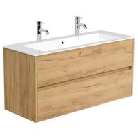 Waschtischkombi Limes Eiche Dekor B: 120 Cm - Eichefarben/Weiß, MODERN, Holzwerkstoff/Stein (120/58,5/46,5cm) - MID.YOU