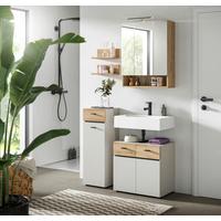 Badezimmer Aqua Kaschmir/Eichefarben B: 92cm - Kaschmir/Eichefarben, Trend, Glas/Holzwerkstoff (92cm) - MID.YOU