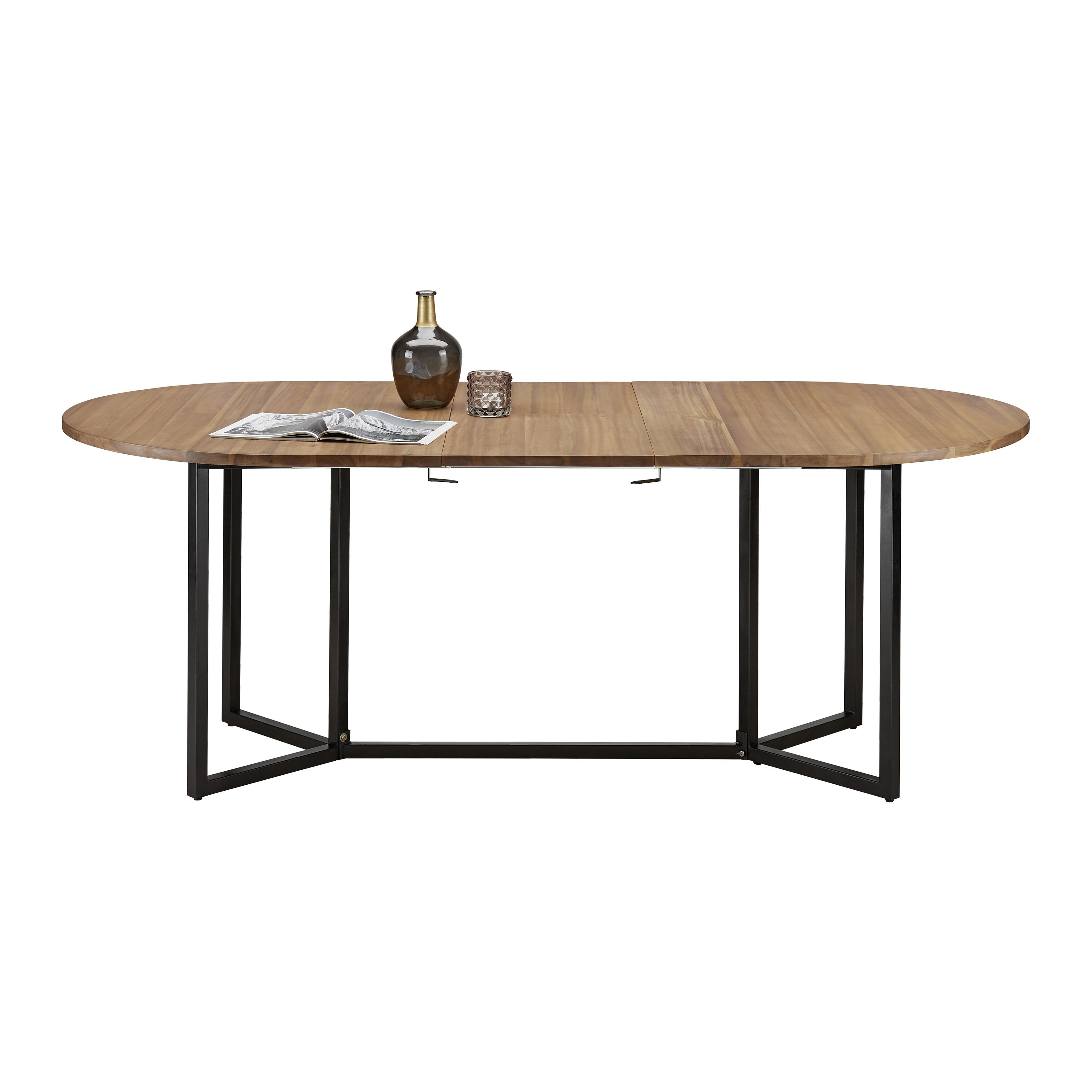 Rozkladací Jedálenský Stôl Samuel 160-200x100 Cm - čierna/farby akácie, Moderný, kov/drevo (160-200/100/75cm) - Bessagi Home