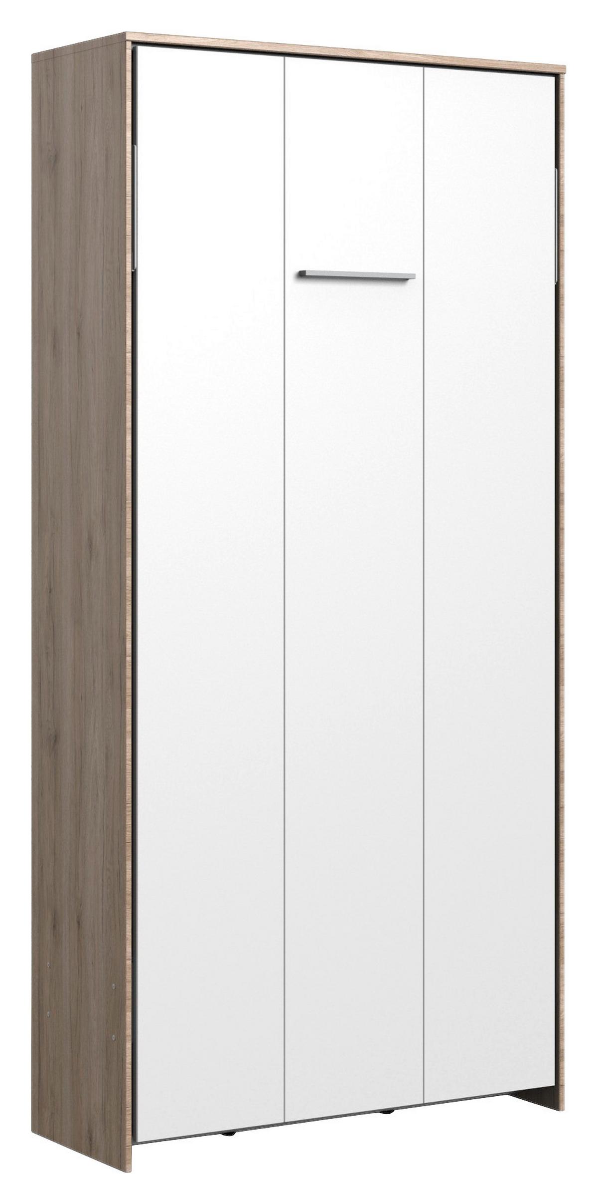 Schrankbett Mit Lattenrost 90x200 Juist Weiß/eiche - Eichefarben/Weiß, KONVENTIONELL, Holz/Holzwerkstoff (90/200cm) - MID.YOU