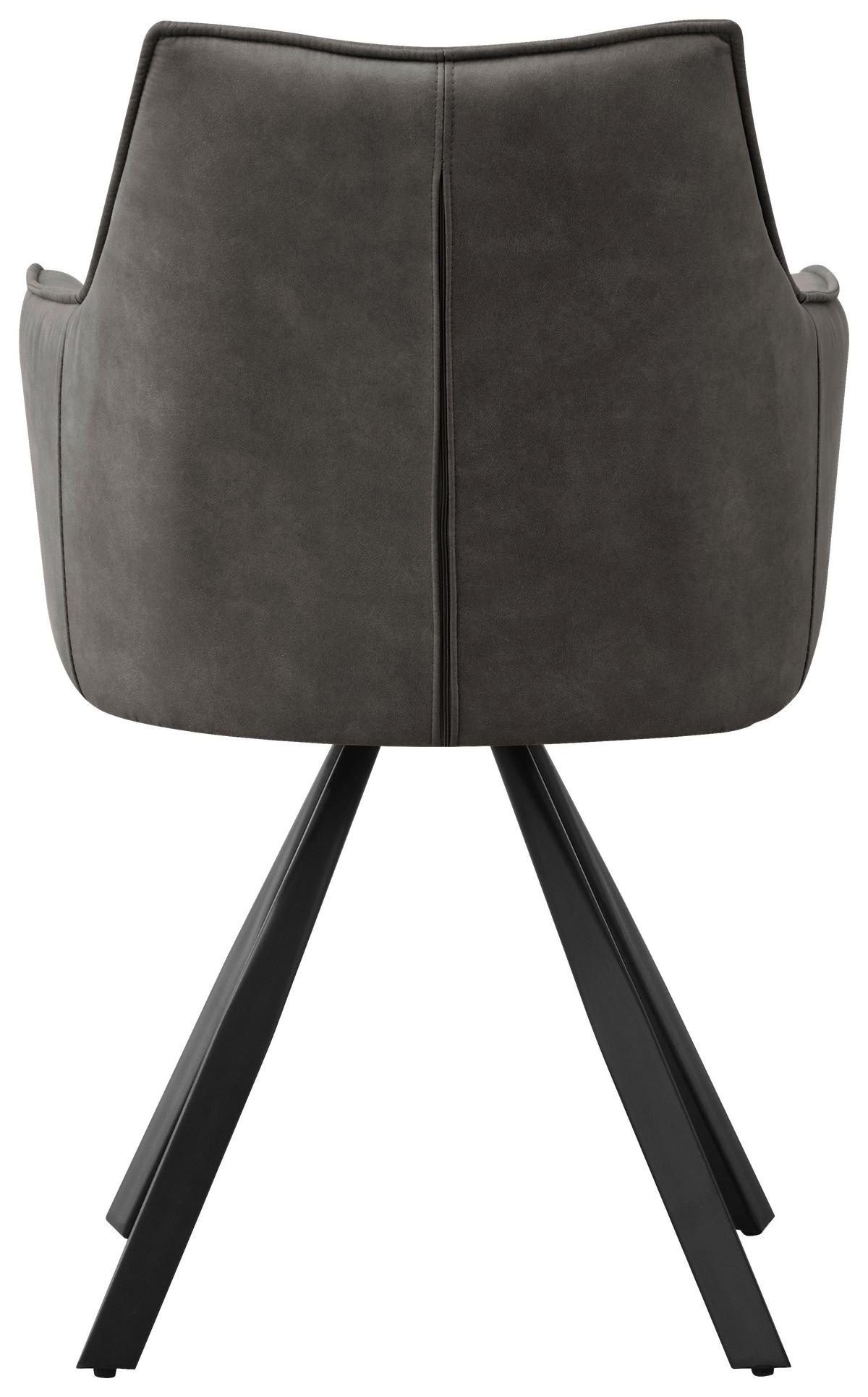 Armlehnstuhl Luna drehbar dunkelgrau, B: 57cm - Dunkelgrau/Schwarz, MODERN, Holz/Textil (57/90/62cm)