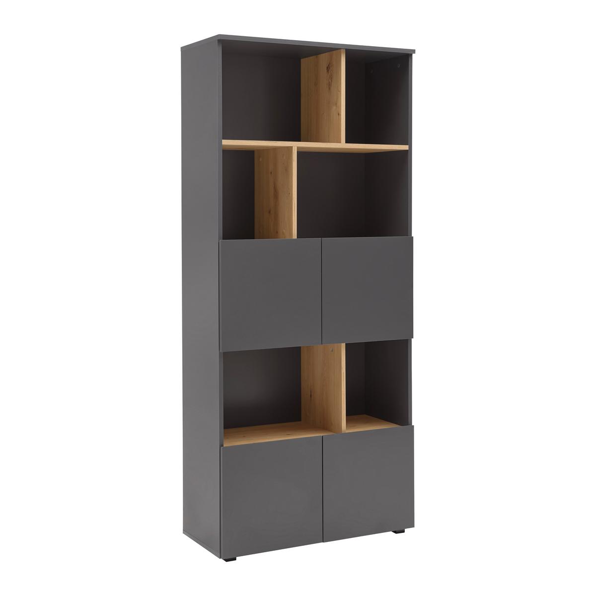 REGÁL SAVANNA -EXKLUSIV- - černá/antracitová, Moderní, kompozitní dřevo/plast (80/180/35cm) - Mömax