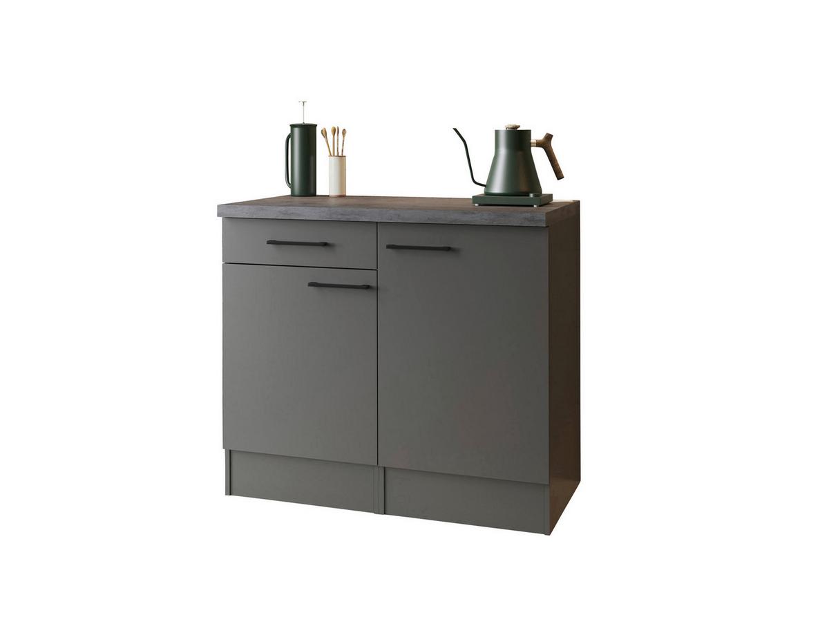 BUFFET Oliver, Grau B: 100 cm - Grau, Trend, Holzwerkstoff (100/90/60cm) - Respekta