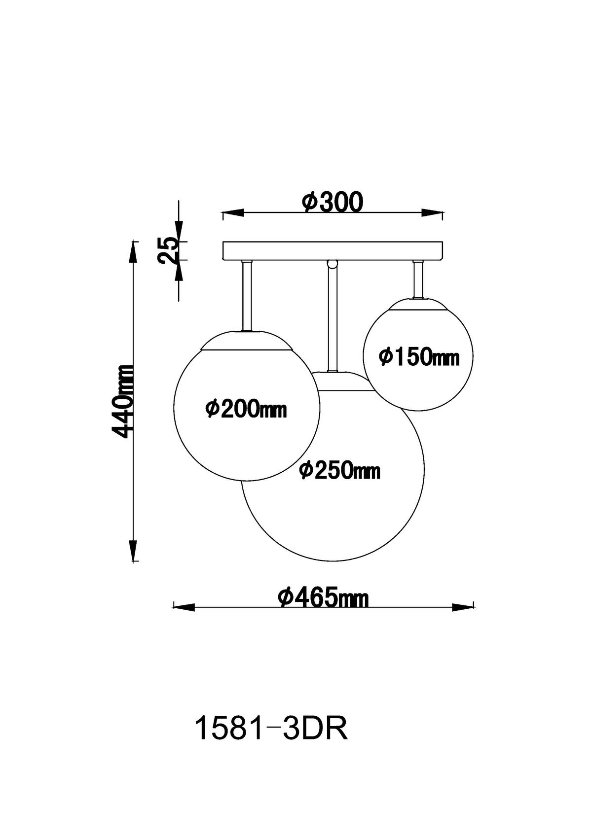 Deckenleuchte Joel Ø 47 cm Mit 3 Kugelleuchten - Weiß/Nickelfarben, Basics, Glas/Metall (47/44cm) - Globo