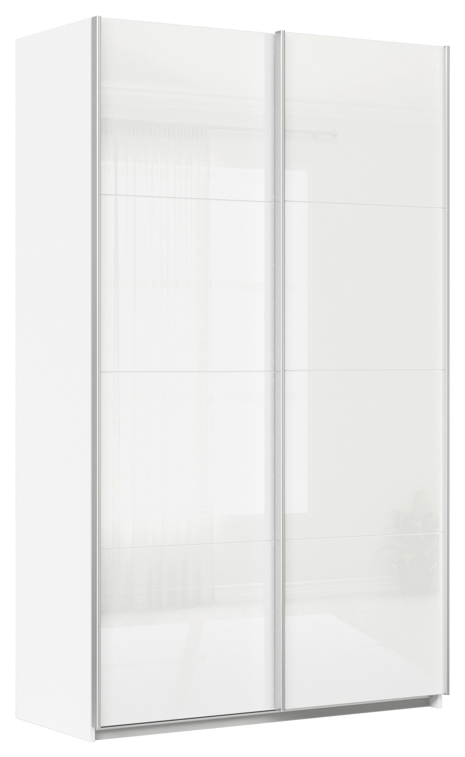 Schwebetürenschrank B: 136cm Feldkirch Weiß - Weiß Hochglanz/Weiß, MODERN, Glas/Holzwerkstoff (136/229/62cm)