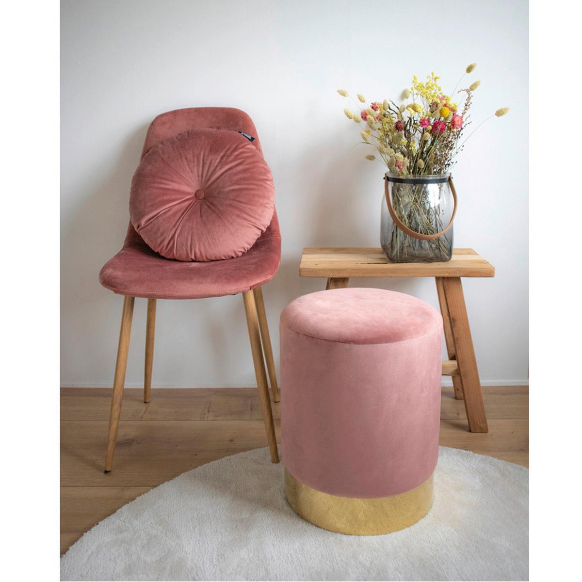 Pouf Gamby In Pink Rose, B/h/t: 34x43x34cm - Pink, Basics, Textil (34/43/34cm)