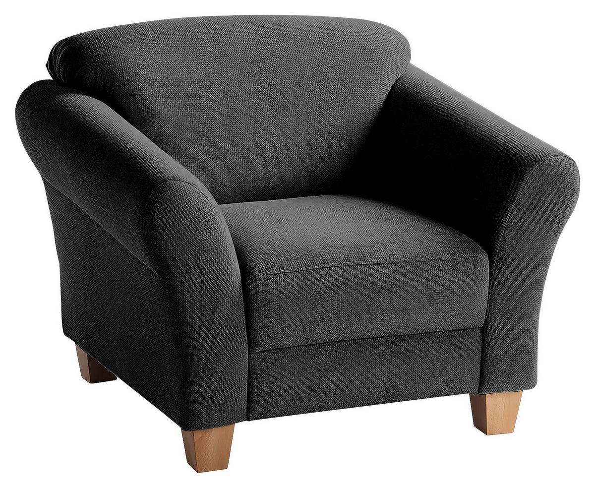 Sessel Gotland schwarz Rücken echt, 101x84x89 cm - Schwarz/Naturfarben, KONVENTIONELL, Textil (101/84/89cm) - Sit & More