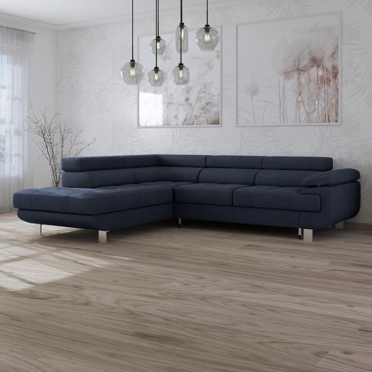 Ecksofa Savona - Dunkelblau, MODERN, Textil (230/270cm) - Ondega