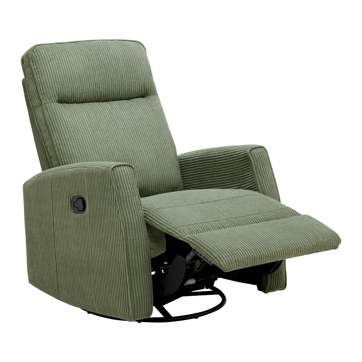 Relaxačné kreslo MELINDA, tm.zelený menč., max. 140 kg - čierna/zelená, Konventionell, kov/drevo (76/103/96cm) - Mömax