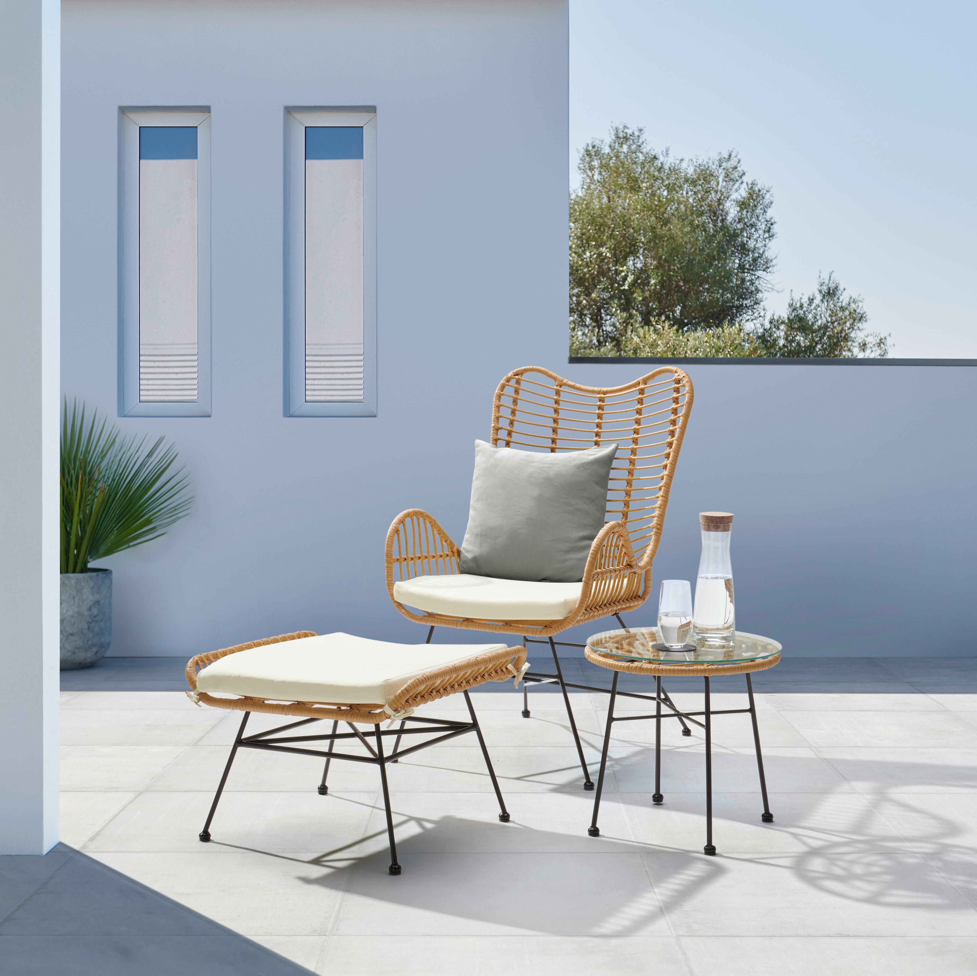 ZÁHRADNÉ RELAXAČNÉ KRESLO EGON - čierna/béžová, Modern, kov/textil (117/107/111cm) - Mömax