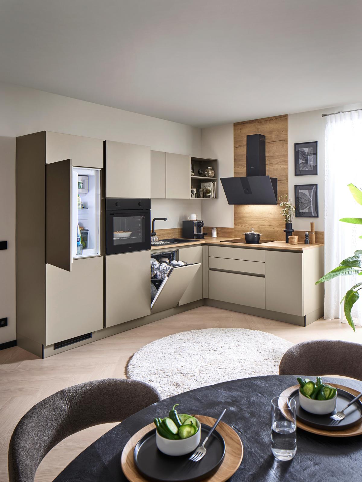 Eckküche Win - Eichefarben/Creme, MODERN, Holzwerkstoff (278,2/205,2cm) - Express-Kuechen