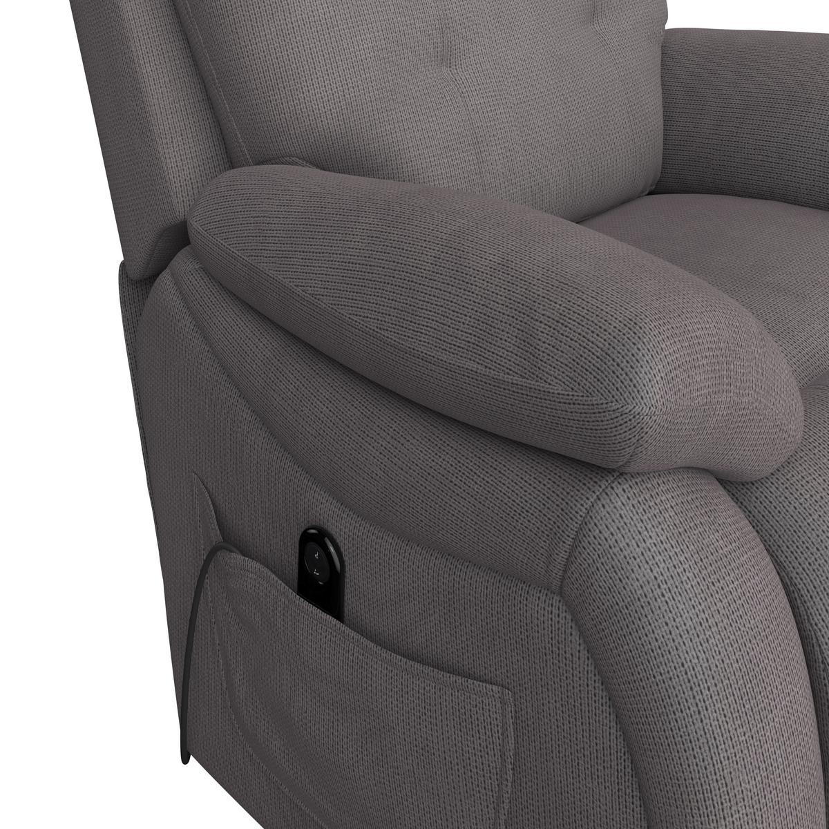Relaxsessel mit Aufstehhilfe Mario Webstoff Dunkelgrau - Dunkelgrau/Schwarz, MODERN, Textil/Metall (89/107/94cm) - James Wood