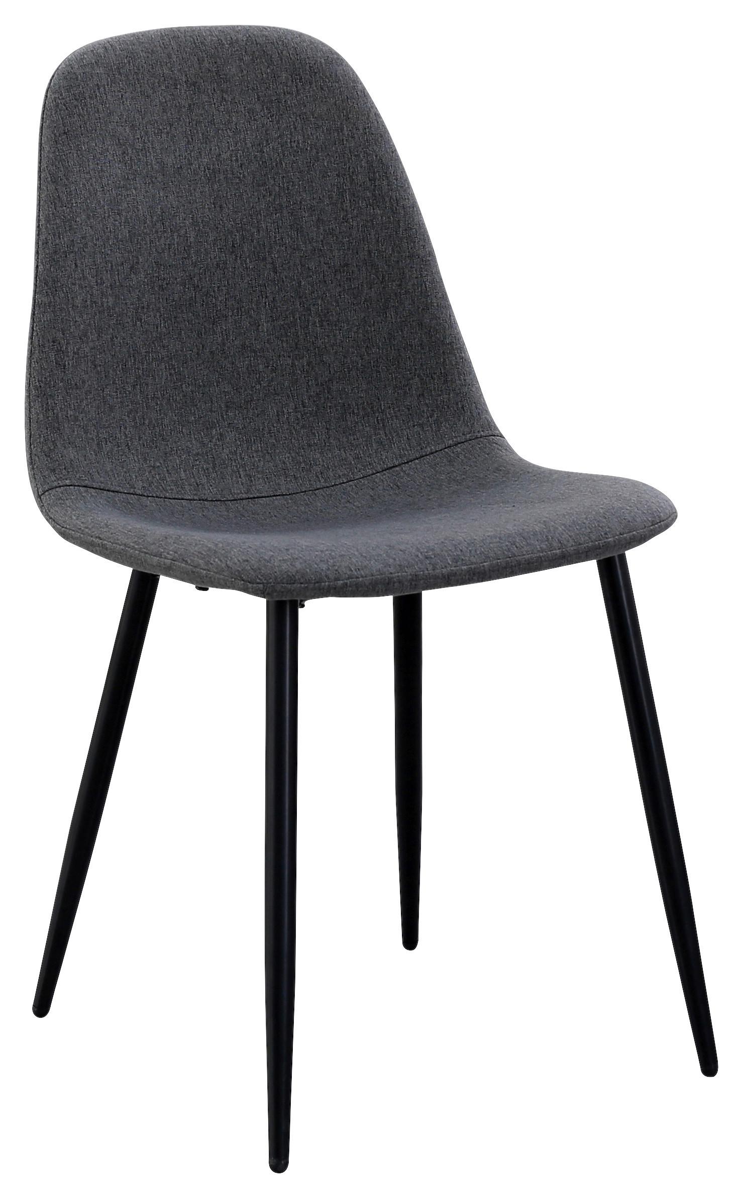 Vierfußstuhl Maria Dunkelgrau, gepolstert - Dunkelgrau/Schwarz, MODERN, Textil/Metall (44/86/53cm)