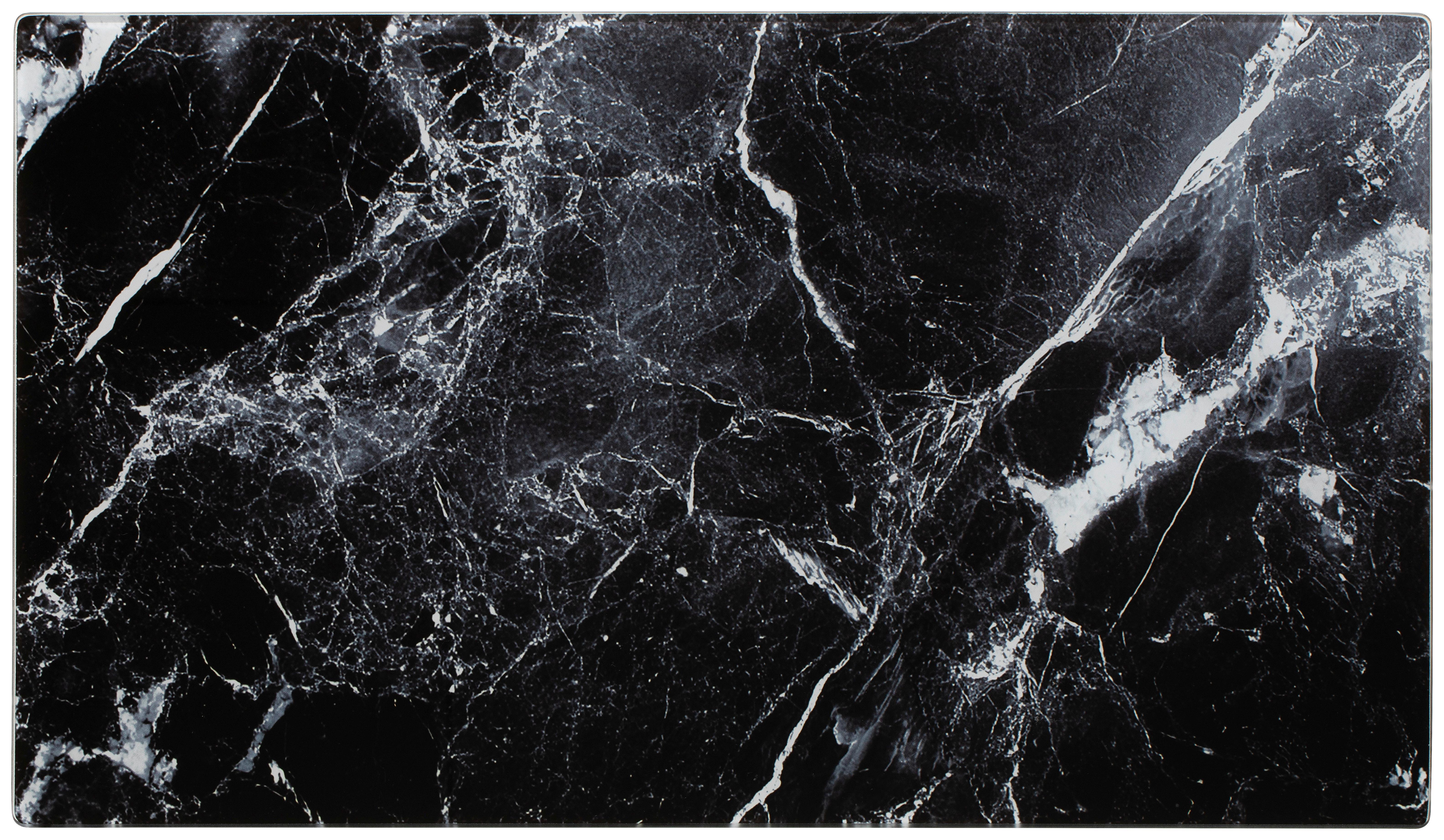 Schneidebrett Nisa - Schwarz/Weiß, Design, Glas (52/30/0,4cm) - James Wood