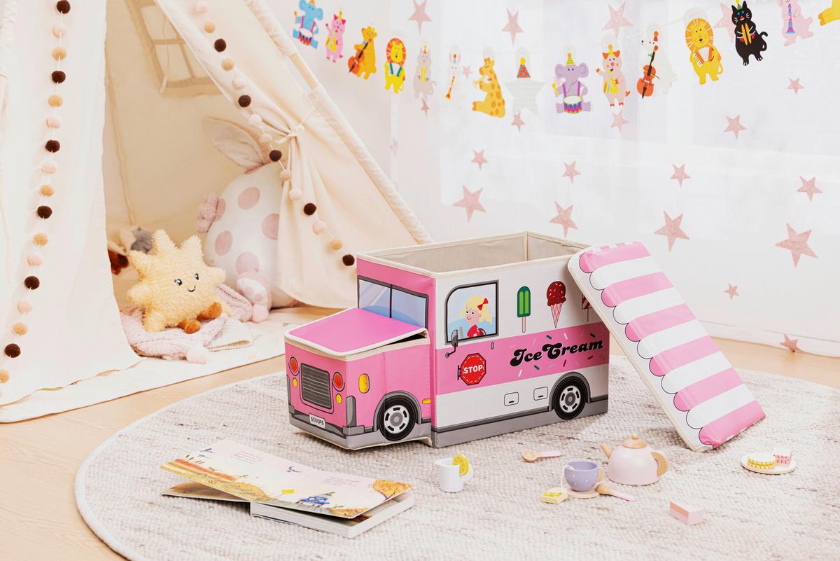 Aufbewahrungsbox Maria - Pink, KONVENTIONELL, Karton/Textil (55/25/32cm) - BUNINO