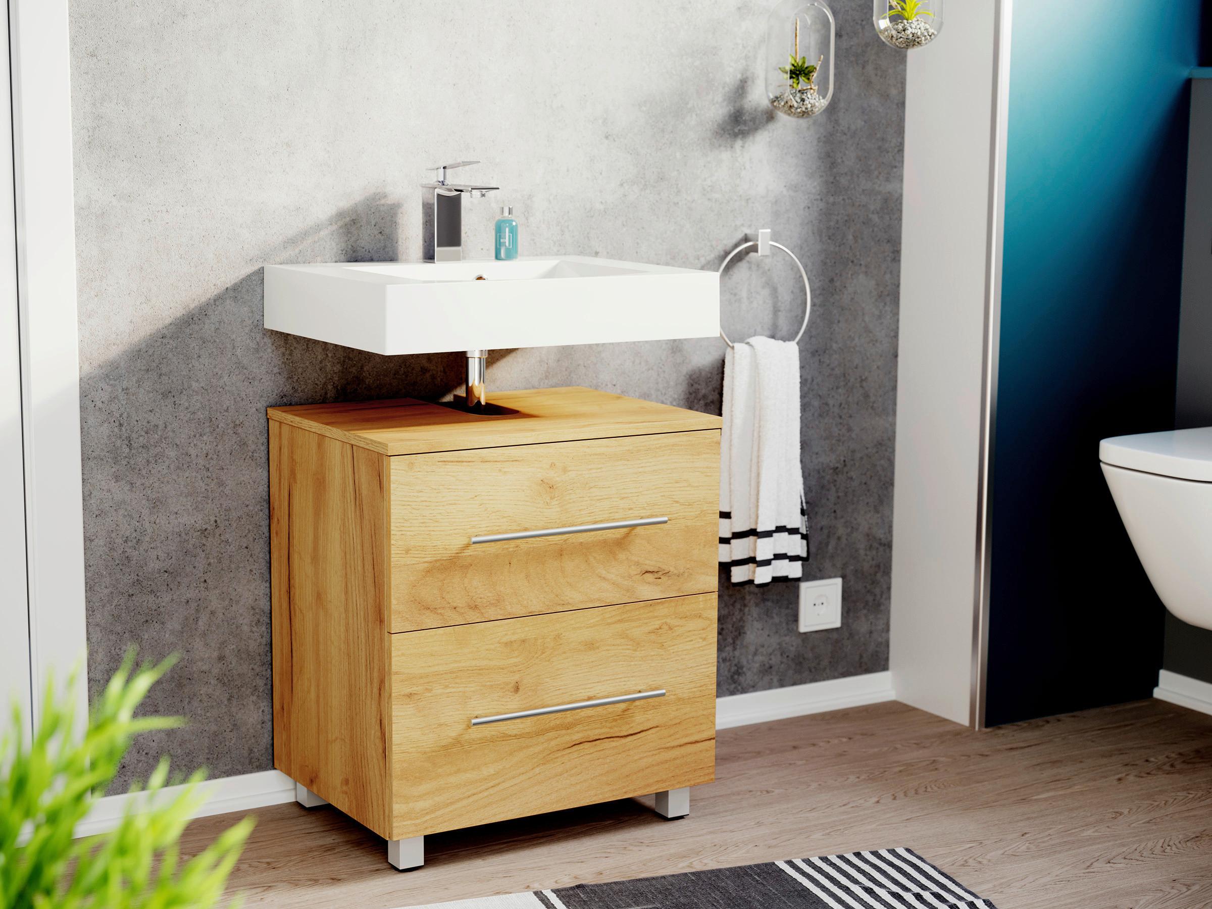 Waschbeckenunterschrank Mondial Eiche Dekor B: 55 cm - Eichefarben, MODERN, Holzwerkstoff (55/63/41,6cm) - MID.YOU