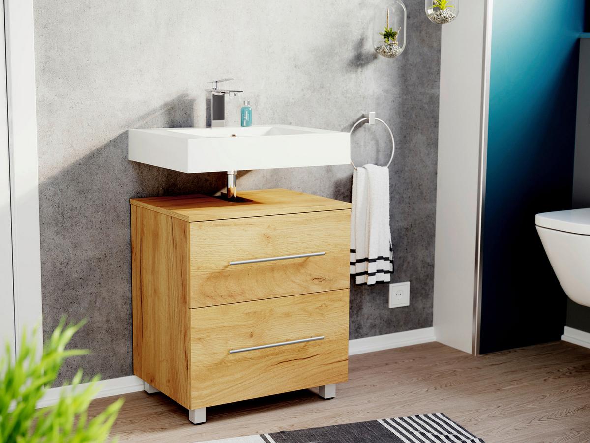 Waschbeckenunterschrank Mondial Eiche Dekor B: 55 cm - Eichefarben, MODERN, Holzwerkstoff (55/63/41,6cm) - MID.YOU