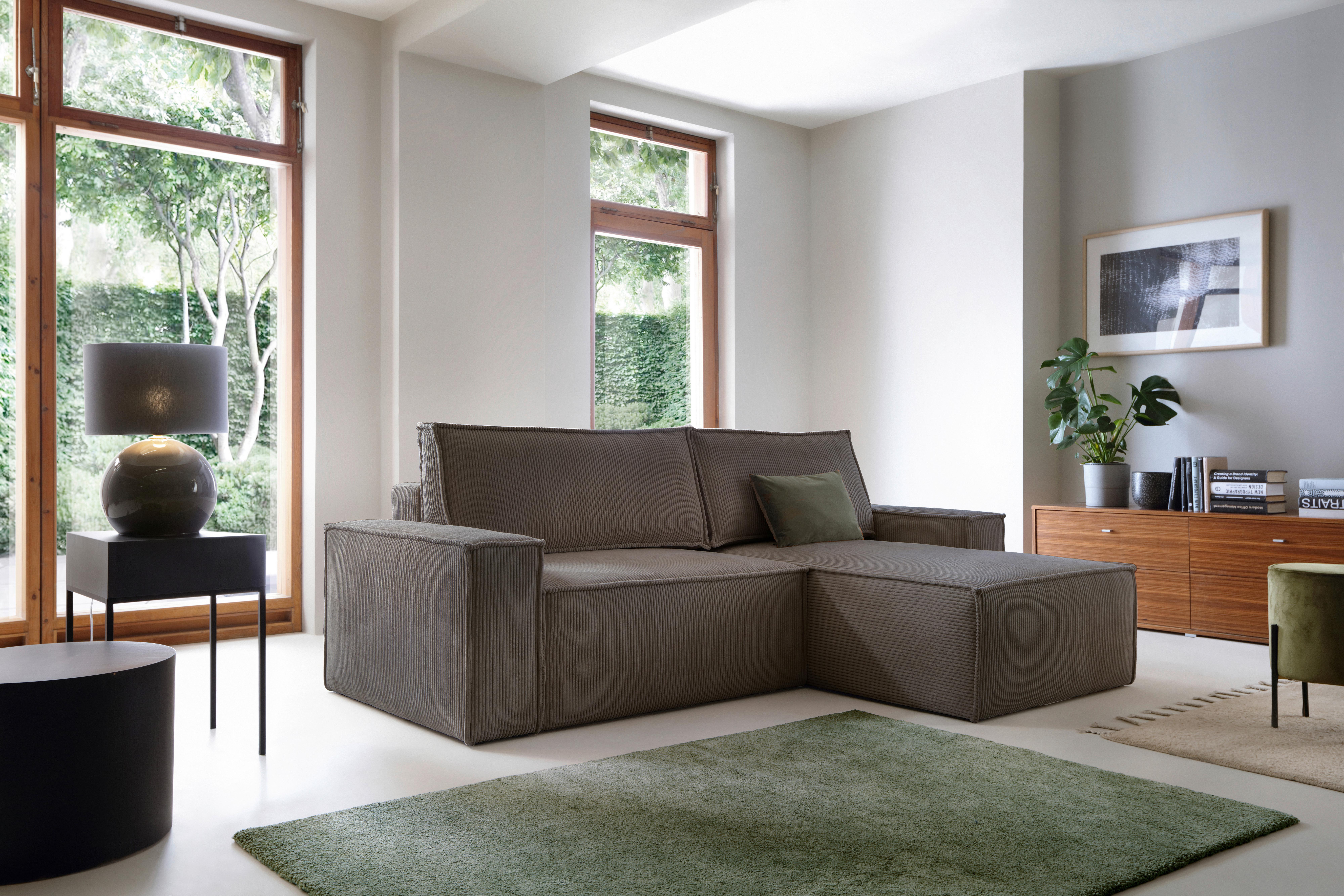 Ecksofa mit Schlaffunktion Perllo Anthrazit 251x170 cm - Anthrazit/Schwarz, KONVENTIONELL, Holz/Textil (251/170cm) - MID.YOU