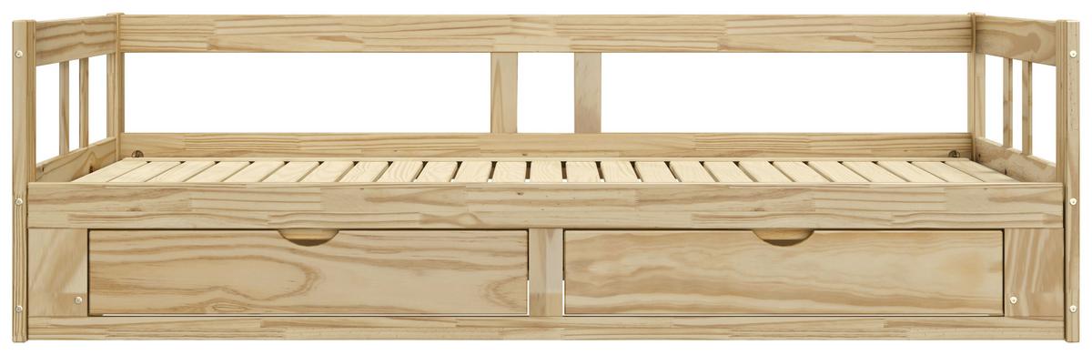 Ausziehbett Kiefer +lattenrost 90x200 cm Livio Natur - Naturfarben, MODERN, Holz/Holzwerkstoff (90/200cm) - MID.YOU