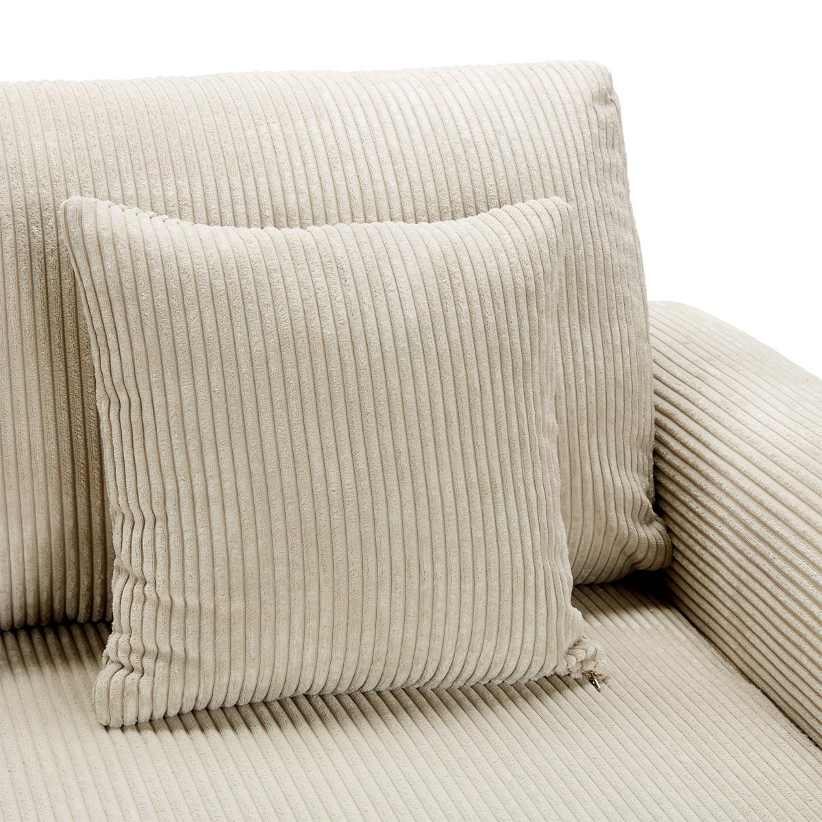 Rohová sedačka LILLE, oboustr., béžový manšestr - béžová/světle hnědá, Moderní, dřevo/textil (232/110/156cm) - Mömax