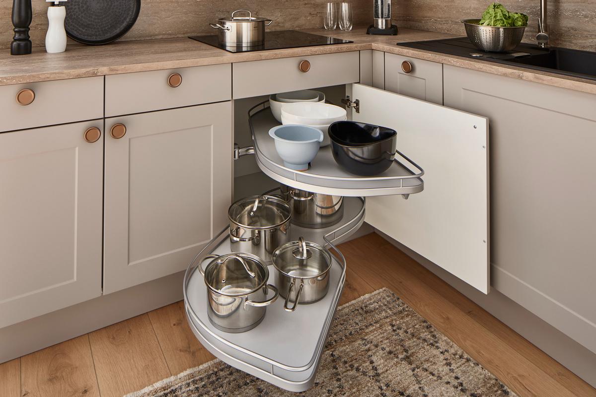 ECKKÜCHE IP 4250 - Hellgrau/Braun, ROMANTIK / LANDHAUS, Holzwerkstoff (215/276,6cm) - Impuls