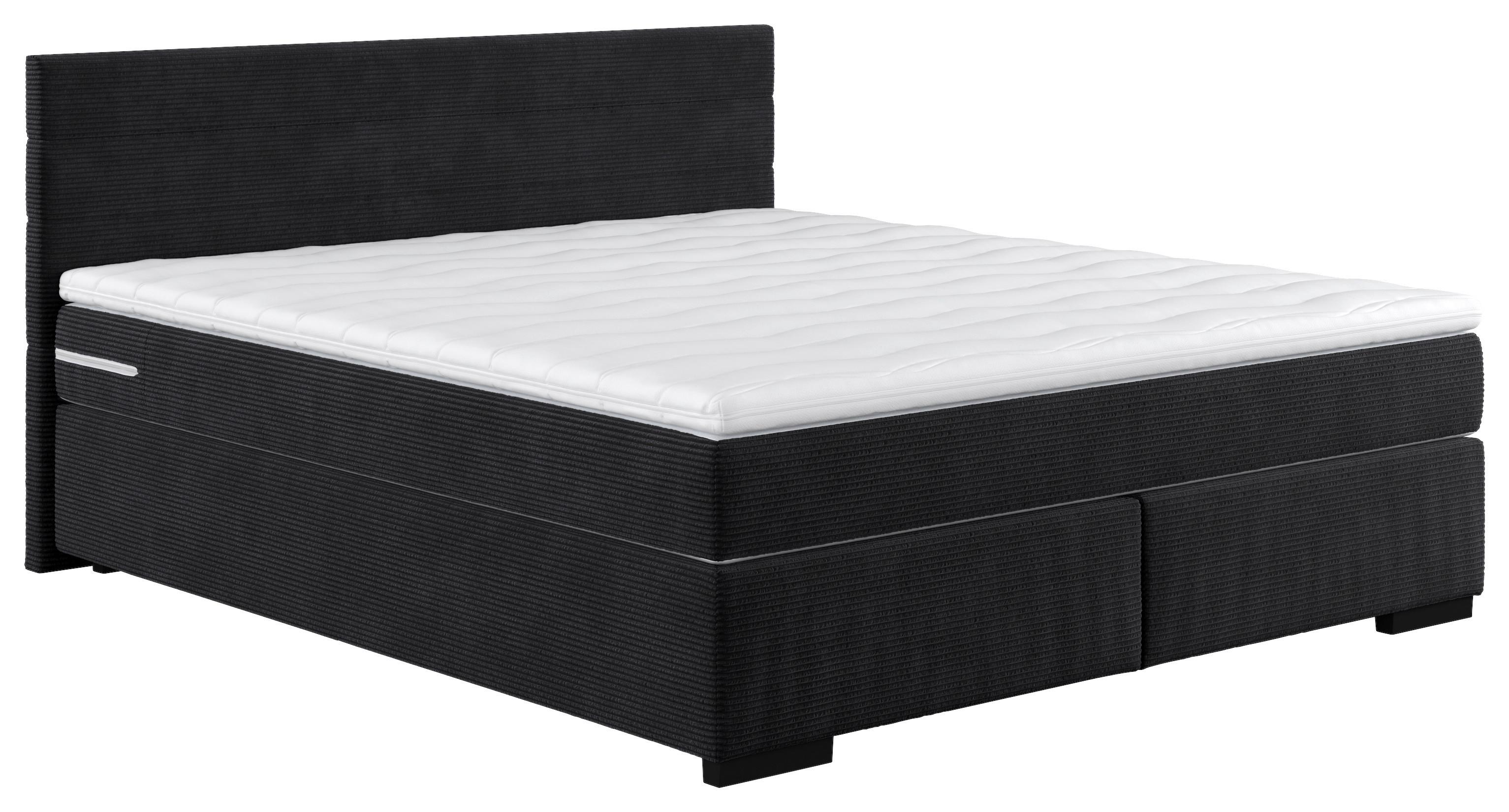 Boxspringbett mit Topper 180x200 cm Mammut, Braun - Schwarz/Braun, KONVENTIONELL, Holz/Holzwerkstoff (180/200cm) - MID.YOU