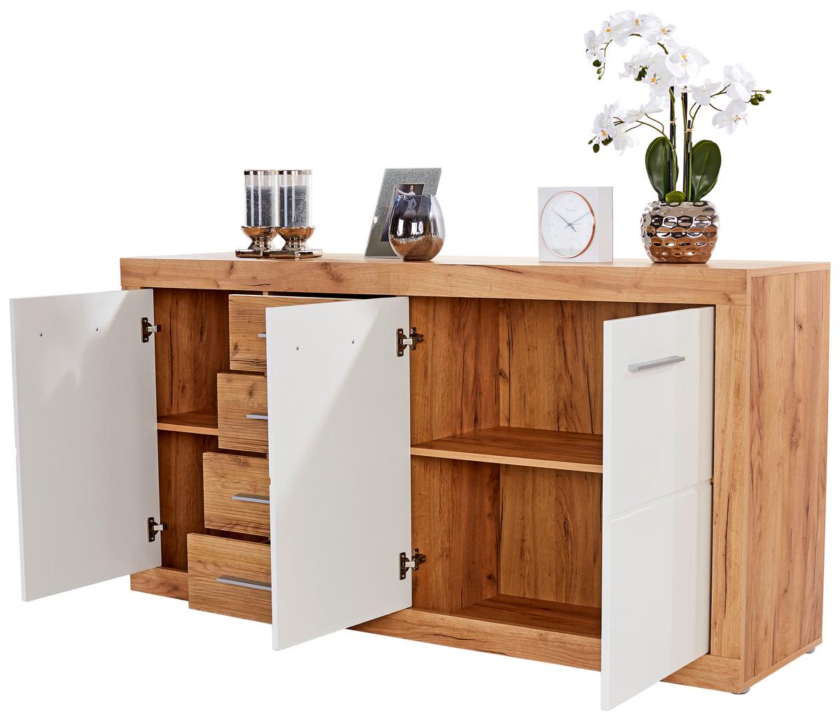 Kommode B 178,6cm Malta, Kraft Eiche Dekor/Weiß - Eichefarben/Weiß, MODERN, Holzwerkstoff (178,6/86/39,9cm)