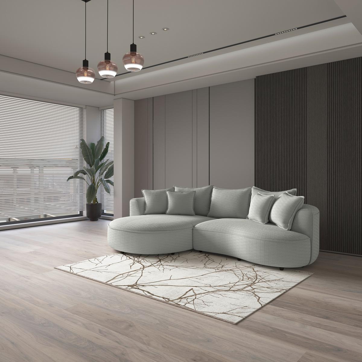 Rohová sedačka LEVI, ľavá, jadeitovozelená, so 7 vankúšmi - čierna/jadeitovozelená, Modern, textil/plast (168/287cm)