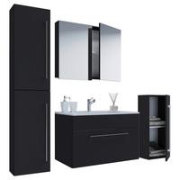 Badezimmer Badinos 5-teilig Schwarz B: 126 Cm - Schwarz/Weiß, MODERN, Keramik/Holzwerkstoff (126cm) - MID.YOU