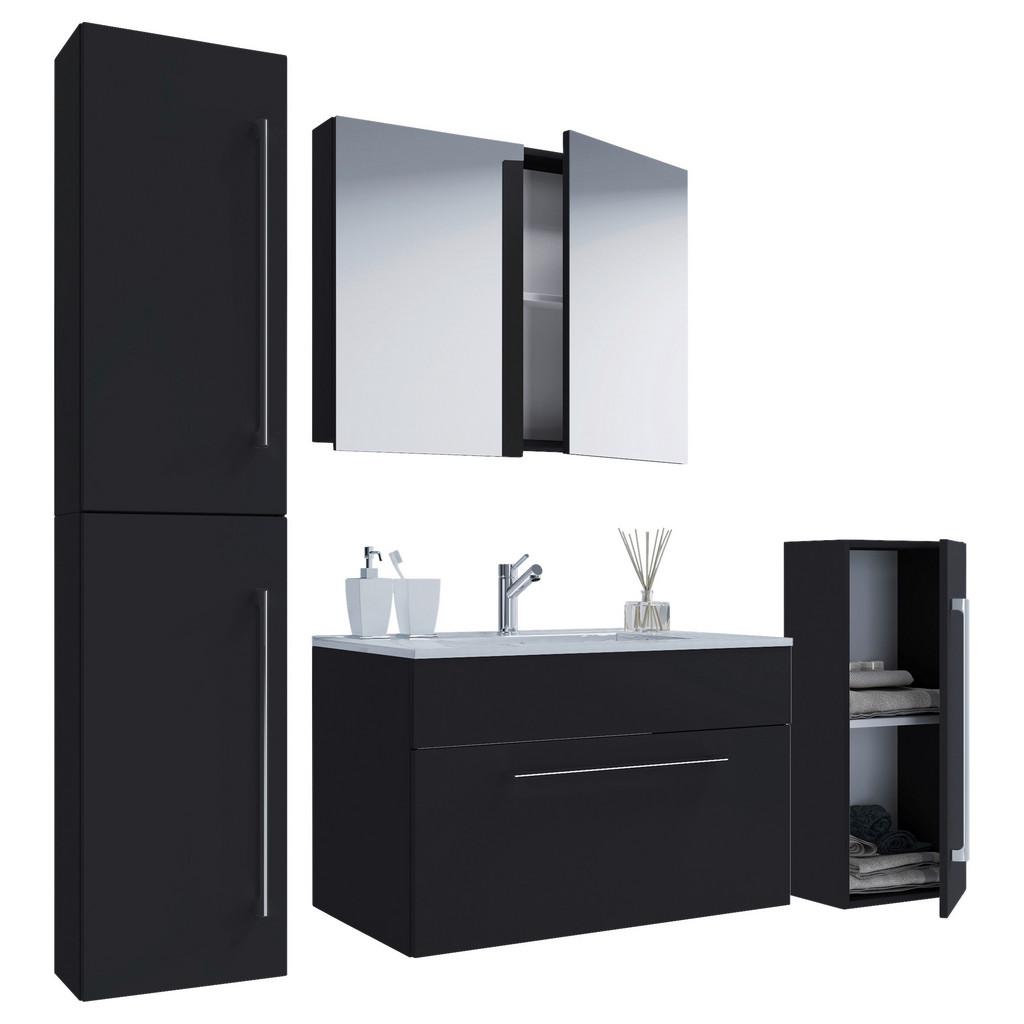 Badezimmer Badinos 5-teilig Schwarz B: 126 cm