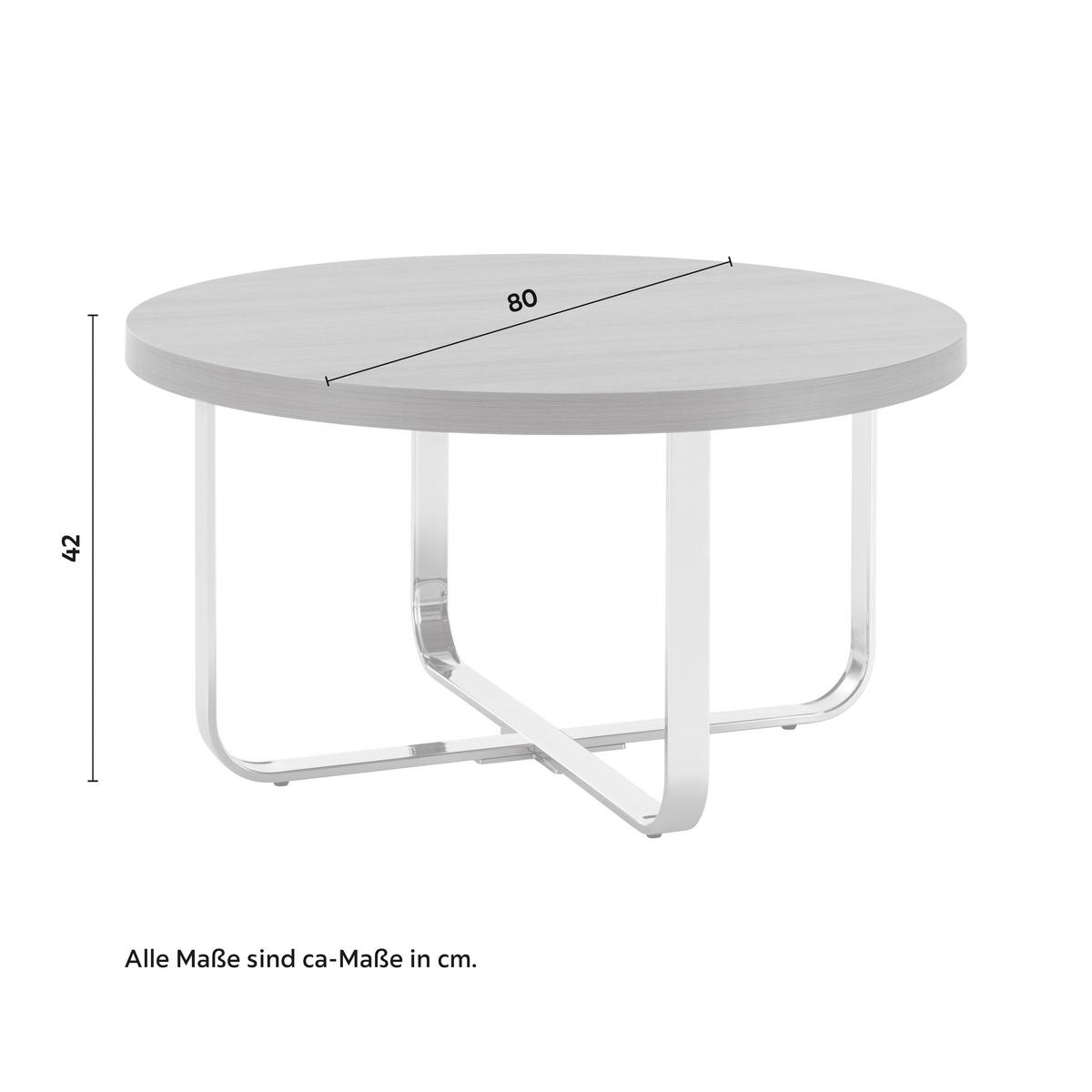 Konferenčný stolík CARL farby dubu - farba duba/chrómová, Modern, kov/drevo (80/80/42cm) - Bessagi Home