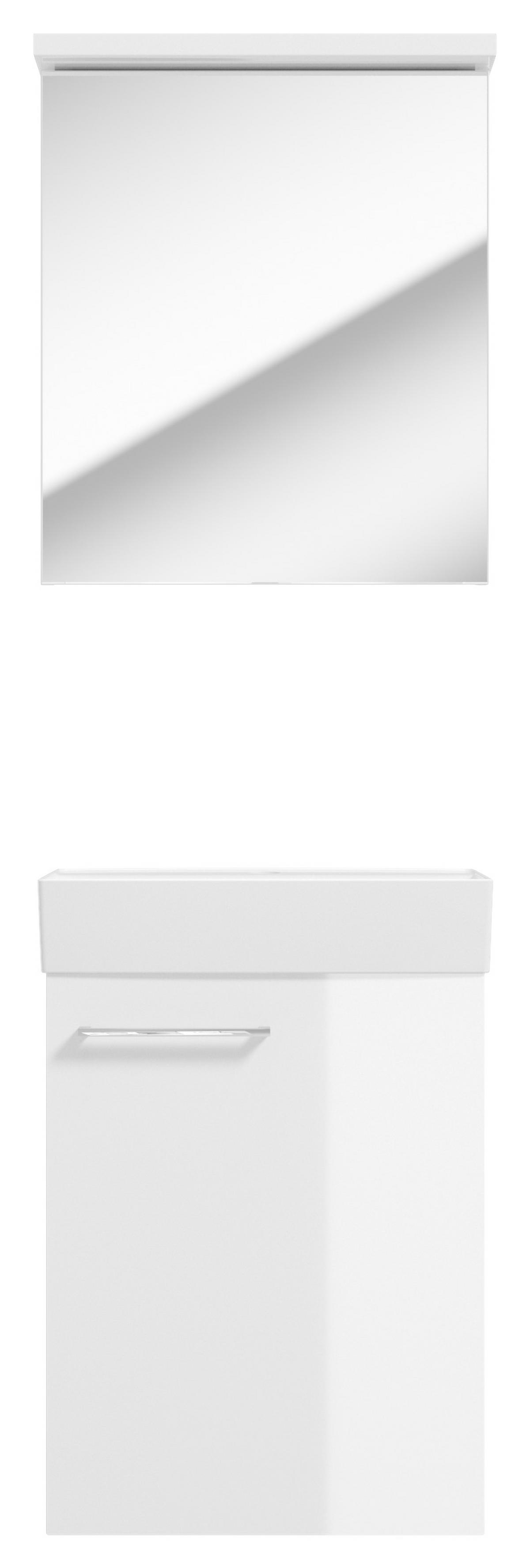 Gästebad Milo Weiß Hochglanz B: 50cm - Weiß Hochglanz/Weiß, Basics, Glas/Keramik (50cm) - MID.YOU