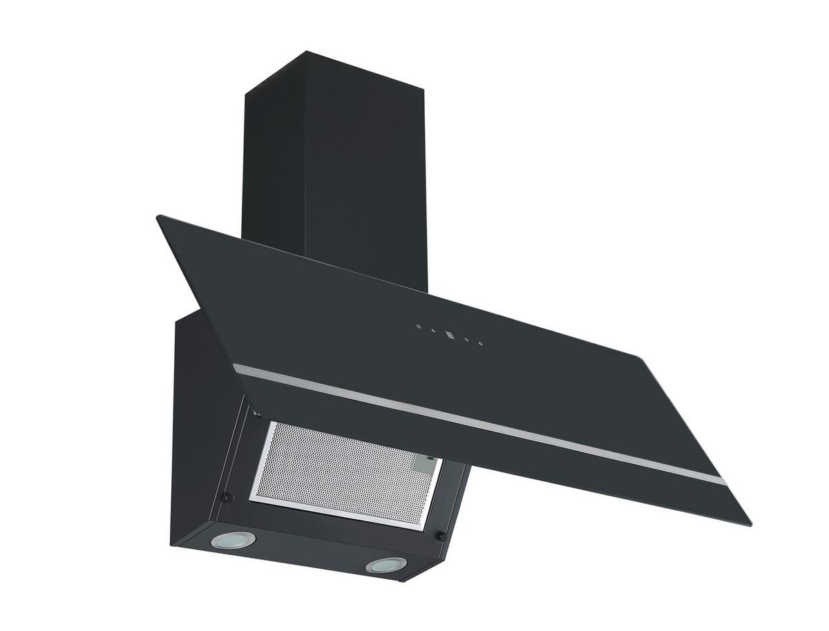 Dunstabzugshaube Schwarz B: 90 cm - Schwarz, Basics, Glas (90/111.60/29.6cm) - PKM