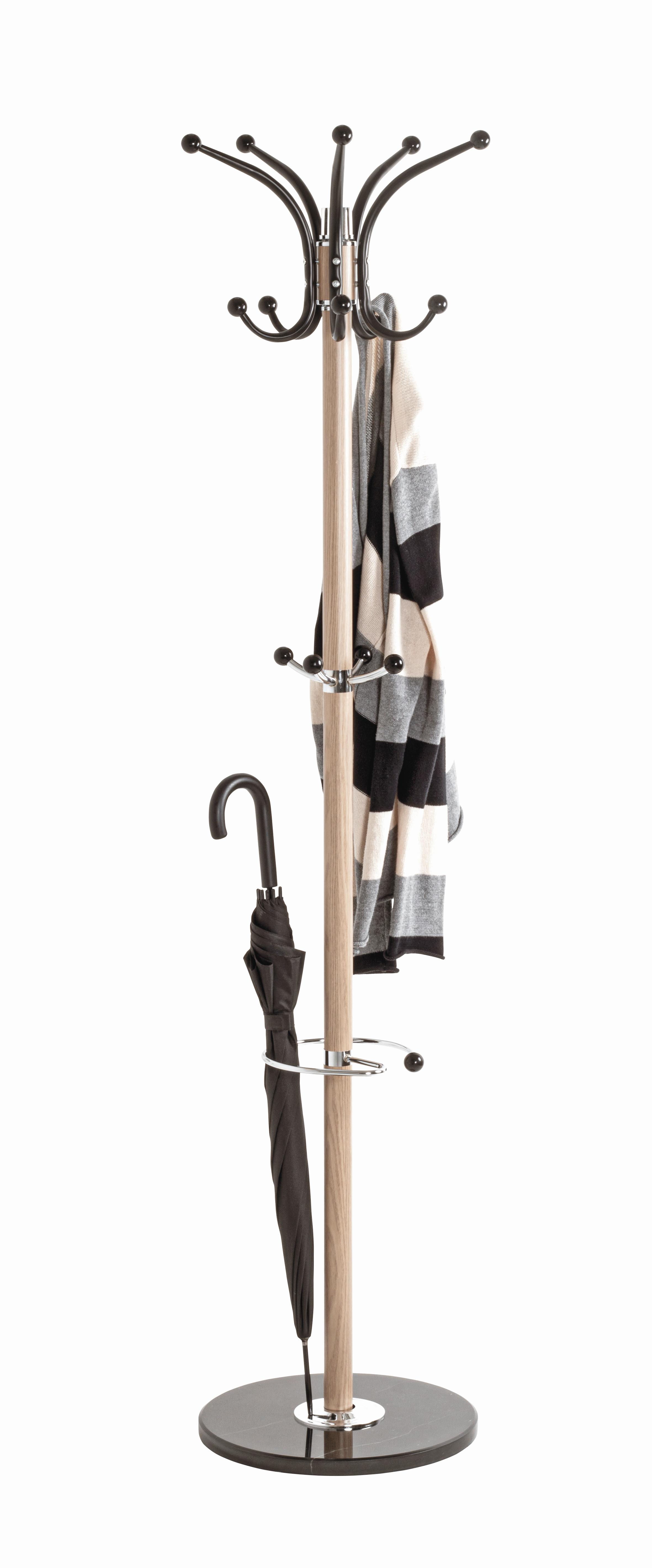 ŠATNÍ STOJAN MUCKI - černá/barvy dubu, Moderní, kov/kámen (39/171cm) - Mömax