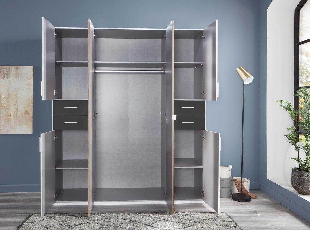 Drehtürenschrank 180cm Vegas, Eiche Dekor/Graphit - Eichefarben/Graphitfarben, Basics, Holzwerkstoff (180/208/58cm) - MID.YOU