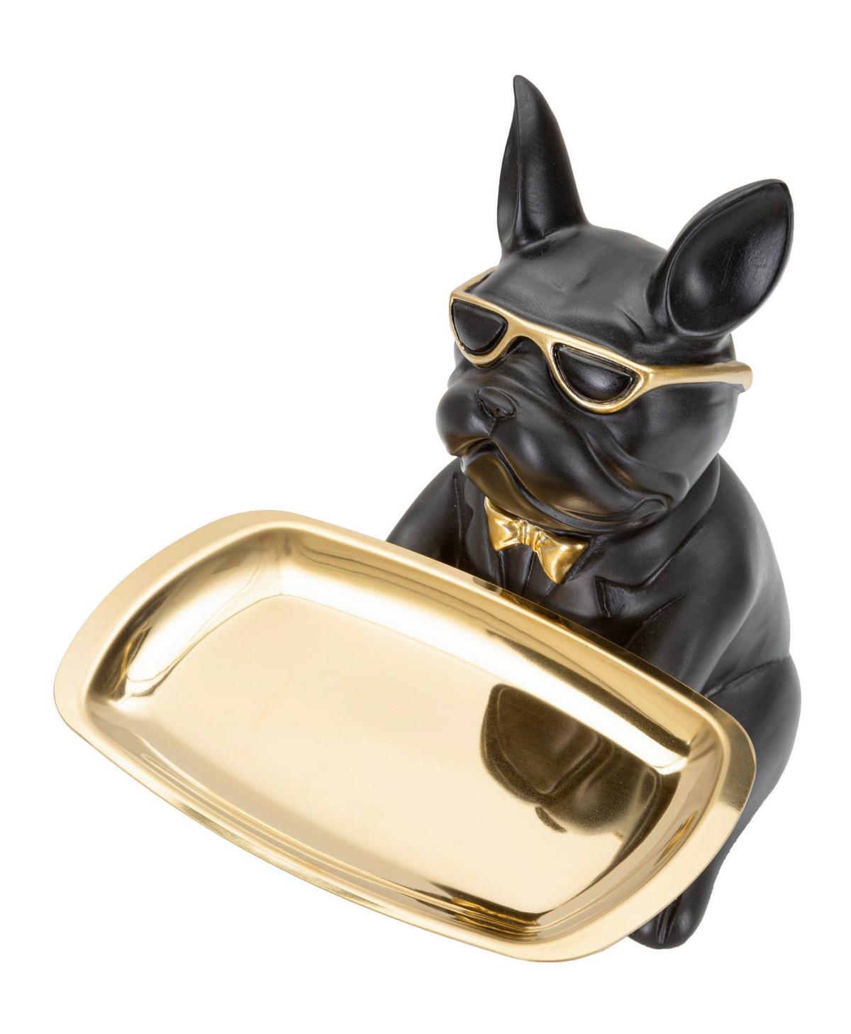 Skulptur Decor Dog Schwarz, Goldfarben B: 19 cm - Goldfarben/Schwarz, Basics, Kunststoff (19/23.5/20cm)