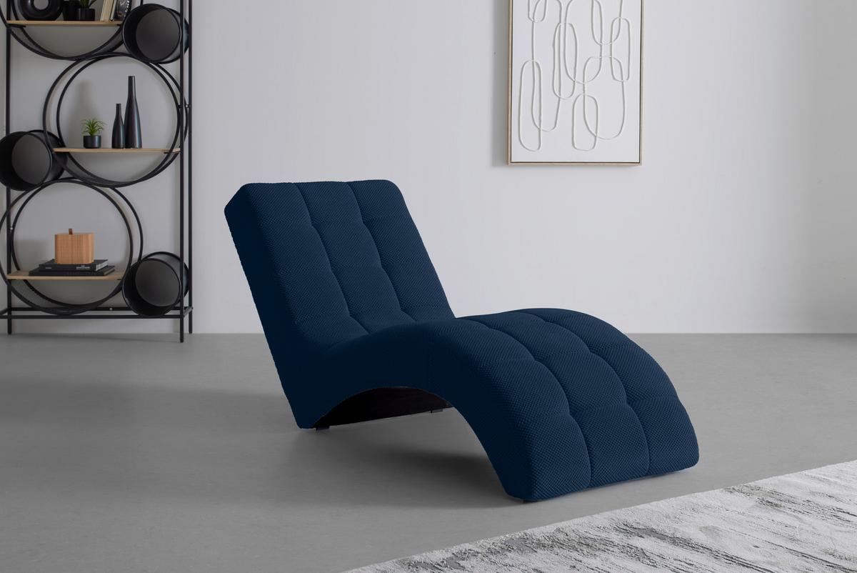 Relaxačné ležadlo LAVANDA, tmavomodrá, max. 120 kg - čierna/tmavomodrá, Modern, textil/plast (68/80/167cm) - Mömax