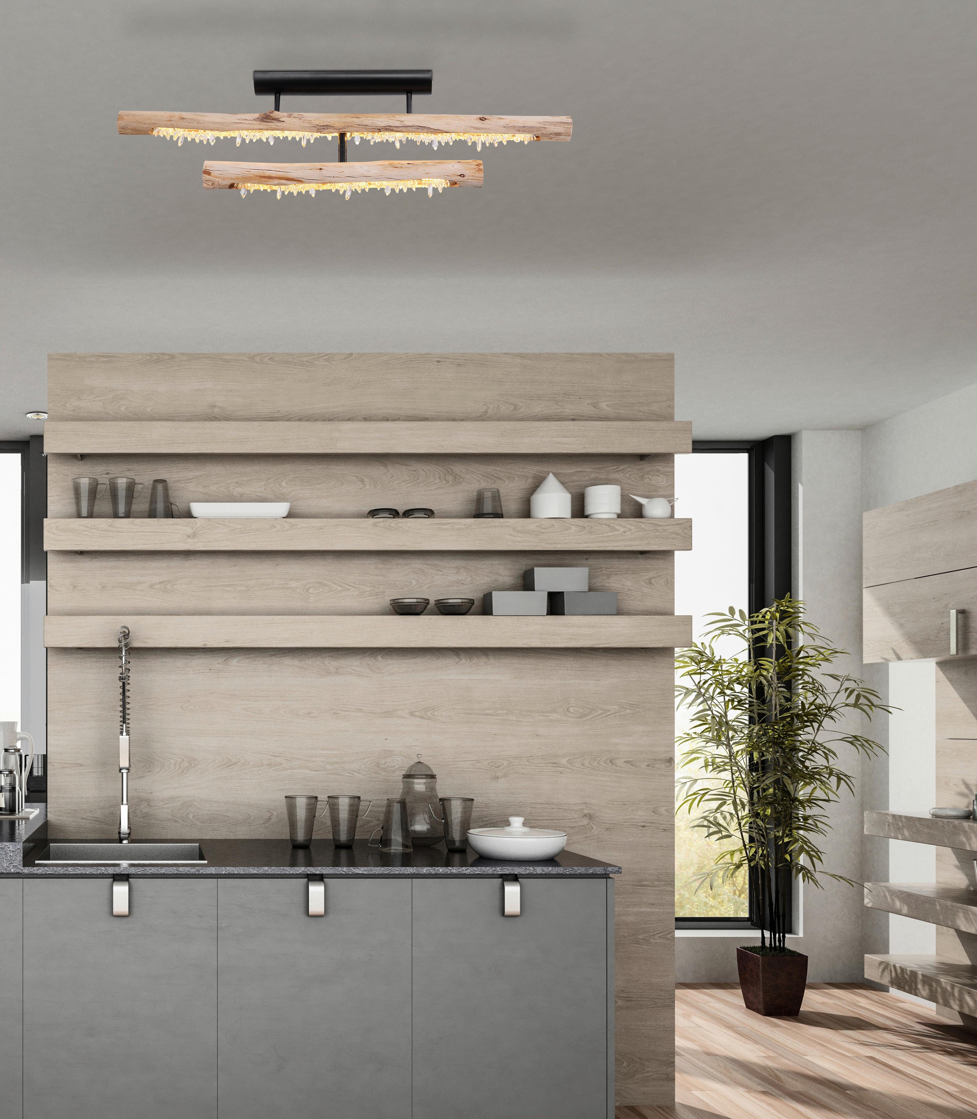 LED-Deckenleuchte Felicitas L: 100 cm 3 Helligkeitsstufen - Klar/Schwarz, Basics, Holz/Kunststoff (100/8/30cm)