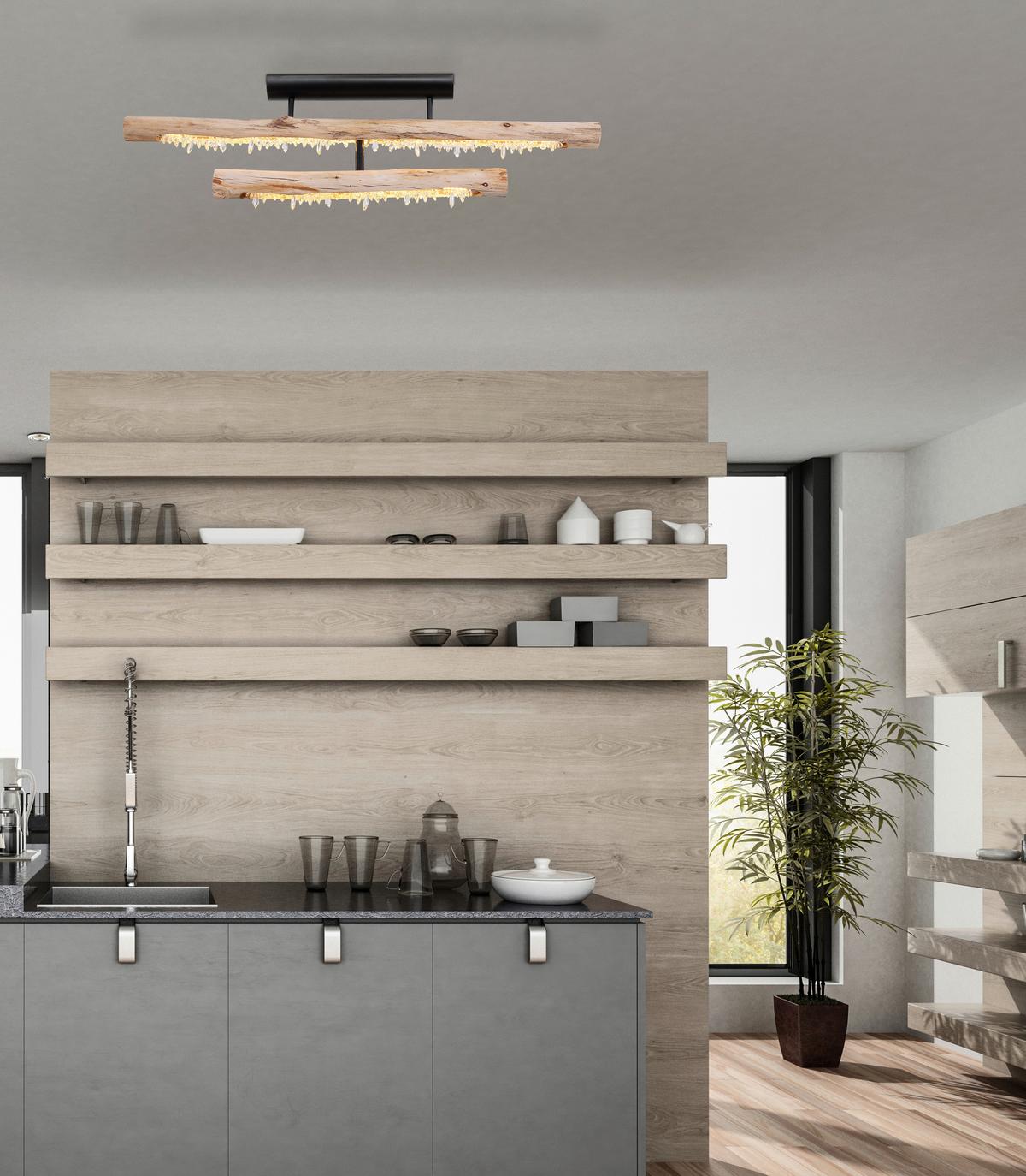 Led-deckenleuchte Felicitas L: 100 Cm 3 Helligkeitsstufen - Klar/Schwarz, Basics, Holz/Kunststoff (100/8/30cm)