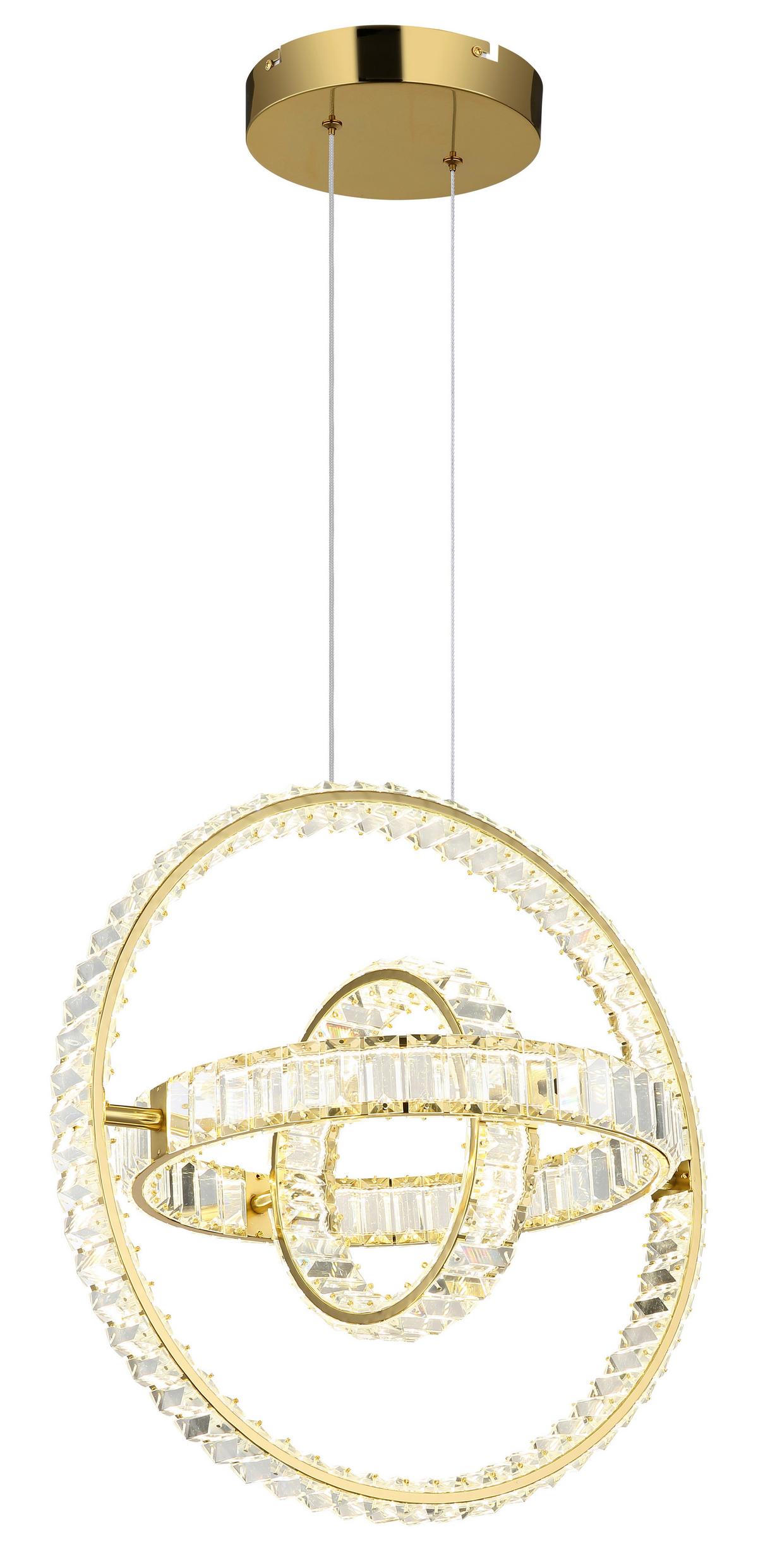 Hängeleuchte Neil Kristallglas ca. 50x40x120 cm - Klar/Goldfarben, Design, Glas/Metall (50/40/120cm) - Globo